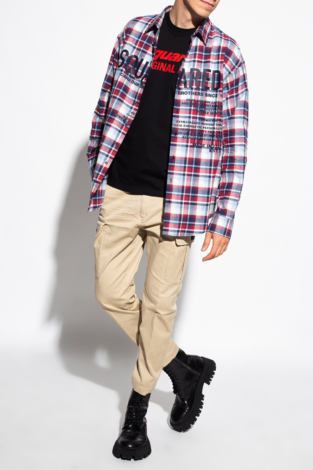【関税&送料込】Dsquared2 Dsquared2 Bros Cotton Blend T-Shir Dsq2 Bro T-Shirt